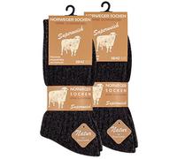 VCA Lot de 6 paires de chaussettes norvégiennes - laine épaisse - semelle molletonnée - gris chiné (39-42, anthracite)