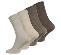 VCA Lot de 8 paires de chaussettes sans élastique - coton - pointe remaillée main - diabétique (39/42, Beige/Marron)