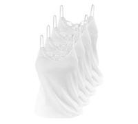 VCA Textil Lot de 4 caracos - 100% coton - bretelles spaghetti - dentelle - certifie Oeko-Tex Standard 100 - femme (36/38, blanc)