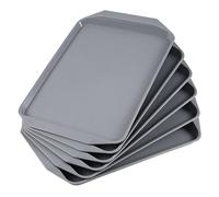 Vcansay Lot de 6 Plateaux de Service en Plastique, Grand Plateau Rectangle, Gris