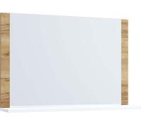 VCB10 Maxi Armoire de toilette murale avec miroir avec 1 tablette de rangement, imitation chêne miel, blanc.