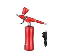 VCBGDJI HB08MINI-116 Démarrage automatique Arrêt Airbrush avec kit de compresseur Easy Utilisez un outil pneumatique personnel portable sans fil sans fil(A Red)