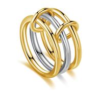 VCCKNB JEWELRY Bagues empilables pour femme - Bague composite multi-maillons - Bague d'éternité - Anneaux emboîtables bicolores - Bague de jonction dorée épaisse (6)