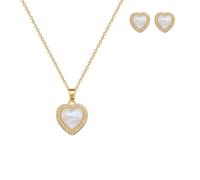 VCCKNB JEWELRY Ensembles collier et boucles d'oreilles pour femme en or, cœur, papillon et fleur (I-Set collana e orecchini a forma di cuore in madreperla)