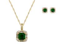 VCCKNB JEWELRY Ensembles collier et boucles d'oreilles pour femme en or, cœur, papillon et fleur (K-Set collana e orecchini quadrati verdi)