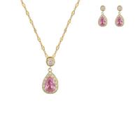 VCCKNB JEWELRY Ensembles collier et boucles d'oreilles pour femme en or, cœur, papillon et fleur (L-Set di collana e orecchini a goccia rosa)