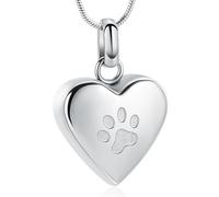 VCCWYQK Bijoux de crémation pour cendres pour chien patte imprimé animal coeur urne collier pour animaux de compagnie souvenir bijoux, Jeden rozmiar, Acier inoxydable, Pas de gemme