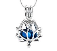 VCCWYQK Bijoux de crémation pour les cendres, collier avec pendentif en forme de fleur de lotus avec mini urne souvenir, bijou commémoratif pour les cendres, Acier inoxydable, Pas de gemme