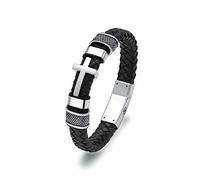 VCCWYQK Bracelet d'urne de crémation pour cendres en cuir véritable Bracelet d'urne de crémation en forme de croix pour homme