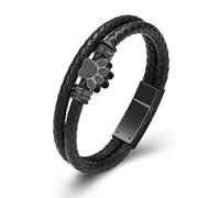 VCCWYQK Bracelet empreinte de patte Urne pour cendres pour femmes hommes souvenir manchette bracelet en cuir tressé bracelet crémation bijoux, taille unique, Acier inoxydable, Pas de gemme