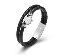 VCCWYQK Bracelet empreinte de patte Urne pour cendres pour femmes hommes souvenir manchette bracelet en cuir tressé bracelet crémation bijoux, taille unique, Acier inoxydable, Pas de gemme