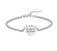 VCCWYQK Bracelet urne en forme de cœur pour homme et femme - En acier inoxydable - Bijou souvenir - Cadeau souvenir pour les cendres de l'homme et des animaux, 26cm, Acier inoxydable, No Gemstone