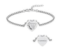 VCCWYQK Bracelet urne en forme de cœur pour homme et femme - En acier inoxydable - Bijou souvenir - Cadeau souvenir pour les cendres de l'homme et des animaux, Anpassen, Acier inoxydable, No Gemstone