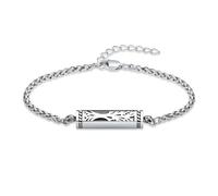 VCCWYQK Bracelet urne funéraire arbre de vie cœur pour cendres pour femmes et hommes en acier inoxydable réglable Memorial Keepsake Link Bracelet pour cendres des êtres chers, 18/20/22/24 cm, Acier