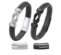 VCCWYQK Bracelet urne funéraire pour cendres pour hommes et femmes Infinity Memorial Keepsake Crémation Bijoux Manchette Bracelet en cuir (Z-Personnaliser, Personnaliser)