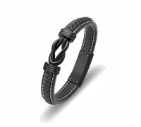 VCCWYQK Bracelet urne funéraire pour cendres pour hommes et femmes Infinity Memorial Keepsake Crémation Bijoux Manchette Bracelet en cuir (Noir, 22cm)