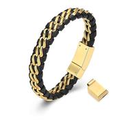 VCCWYQK Bracelet urne funéraire pour homme en acier inoxydable Bracelet de crémation Mémorial Support de cendres pour animaux de compagnie Bracelet en cuir tressé, 21cm, No Gemstone