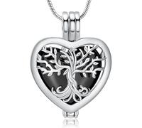 VCCWYQK - Collier Arbre de Vie avec Urne Funéraire pour Cendres en Verre Creux - Bijou de Crémation pour Collier de Souvenir - Pendentifs de Mémorial pour Femmes, Hommes et Animaux de Compagnie