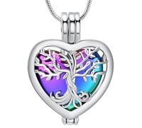 VCCWYQK Collier avec pendentif en forme de cœur, urne pour cendres, bijou de crémation, fleur commémorative, mini souvenir pour cendres, pendentif creux, standard, Acier inoxydable, Pas de gemme