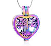 VCCWYQK Collier avec pendentif en forme de cœur, urne pour cendres, bijou de crémation, fleur commémorative, mini souvenir pour cendres, pendentif creux, 0.86*0.86inch, Acier inoxydable, Il ne s'agit