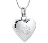VCCWYQK Collier de crémation pour cendres pour empreintes de chien, collier urne en forme de cœur pour animaux de compagnie, bijou commémoratif souvenir pour animaux de compagnie, talla única, Acier