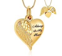 VCCWYQK Collier d'urne de crémation en forme de coeur Bijoux de cendres pour femmes et hommes Pendentif en acier inoxydable Porte-cendres commémoratif