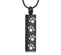 VCCWYQK Collier d'urne funéraire avec empreinte de patte pour cendres de chiens et de chats - Cadeau souvenir - Pendentif commémoratif pour les proches et les animaux de compagnie, Acier inoxydable