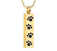 VCCWYQK Collier d'urne funéraire avec empreinte de patte pour cendres de chiens et de chats - Cadeau souvenir - Pendentif commémoratif pour les proches et les animaux de compagnie, Acier inoxydable