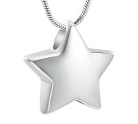 VCCWYQK - Collier Funéraire avec Petite Étoile et Urne en Acier Inoxydable pour Cendres, Collier Mémorial pour Femme, pour Cendres Humaines et Animales, 1,4 cm x 1,4 cm, Acier inoxydable, Pas de