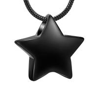 VCCWYQK - Collier Funéraire avec Petite Étoile et Urne en Acier Inoxydable pour Cendres, Collier Mémorial pour Femme, pour Cendres Humaines et Animales, Acier inoxydable, Pas de pierre précieuse