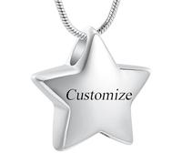 VCCWYQK - Collier Funéraire avec Petite Étoile et Urne en Acier Inoxydable pour Cendres, Collier Mémorial pour Femme, pour Cendres Humaines et Animales, Pas de pierre précieuse