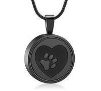 VCCWYQK Collier funéraire pour cendres d'animal de compagnie avec support pour empreintes de pattes de chat et de chien - Cadeau commémoratif pour un ami, Acier inoxydable, Pas de gemme