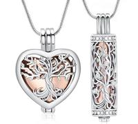 VCCWYQK Collier urne arbre de vie pour cendres de crémation avec bouteille creuse, cylindre Keepsake Memorial Lockets porte-cendres pour femmes hommes animaux de compagnie, taille unique, Acier