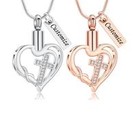 VCCWYQK Collier urne avec croix en forme de cœur avec pendentif infini pour cendres pour femme en acier inoxydable - Bijou commémoratif - Cadeau pour être cher - Porte-cendres, Acier inoxydable, Pas
