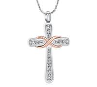 VCCWYQK Collier urne en forme de croix infini pour cendres pour femmes et hommes - Pierre de naissance religieuse - Pendentif croix - Cadeau pour porte-cendres, Acier inoxydable, Pas de gemme