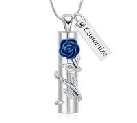 VCCWYQK Collier urne en forme de fleur de rose avec pendentif urne funéraire à cylindre creux pour cendres pour femmes et hommes, Acier inoxydable, Pas de gemme