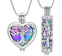 VCCWYQK Collier urne funéraire arbre de vie avec bouteille creuse, cylindre Keepsake Memorial Lockets cendre titulaire pour femmes hommes animaux de compagnie, One size, Acier inoxydable, Il ne s'agit