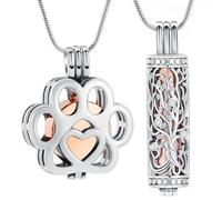 VCCWYQK Collier urne funéraire arbre de vie pour cendres, bijou avec flacon creux cylindrique Keepsake Memorial Lockets Porte-cendres pour femmes, hommes et animaux de compagnie