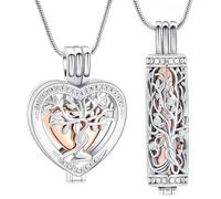 VCCWYQK Collier urne funéraire arbre de vie pour cendres, bijou avec flacon creux cylindrique Keepsake Memorial Lockets Porte-cendres pour femmes, hommes et animaux de compagnie