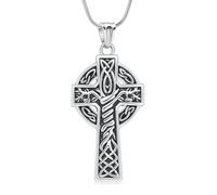 VCCWYQK Collier urne funéraire celtique en forme de croix celtique pour homme incinération bijoux en acier inoxydable pendentif souvenir cadeau pour porte-cendres, taille unique, Acier inoxydable, Pas