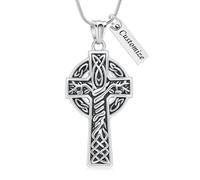 VCCWYQK Collier urne funéraire celtique en forme de croix celtique pour homme incinération bijoux en acier inoxydable pendentif souvenir cadeau pour porte-cendres, taille unique, Acier inoxydable, Pas