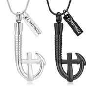 VCCWYQK Collier urne funéraire en forme de croix pour cendres - Pendentif - Pêche dans le ciel - Cadeaux pour hommes et femmes, Acier inoxydable, Pas de pierre précieuse