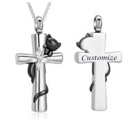 VCCWYQK Collier urne funéraire en forme de croix pour les cendres pour femmes et hommes - Bijou de crémation papillon - Pendentif mémorial pour animal de compagnie humain - Porte-cendres, Acier