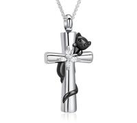 VCCWYQK Collier urne funéraire en forme de croix pour les cendres pour femmes et hommes - Bijou de crémation papillon - Pendentif mémorial pour animal de compagnie humain - Porte-cendres, Acier
