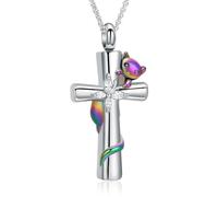 VCCWYQK Collier urne funéraire en forme de croix pour les cendres pour femmes et hommes - Bijou de crémation papillon - Pendentif mémorial pour animal de compagnie humain - Porte-cendres, Acier