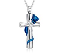 VCCWYQK Collier urne funéraire en forme de croix pour les cendres pour femmes et hommes - Bijou de crémation papillon - Pendentif mémorial pour animal de compagnie humain - Porte-cendres, Acier