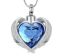 VCCWYQK Collier urne funéraire en forme de cœur en cristal pour cendres funéraires - Bijou commémoratif, Acier inoxydable