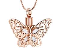VCCWYQK Collier urne funéraire en forme de papillon pour femme, en acier inoxydable, médaillon urne commémorative pour cendres d'adultes, Acier inoxydable, Pas de gemme