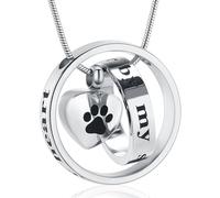 VCCWYQK Collier urne funéraire pour cendres pour chien/chat, Forever in My Heart, No Longer by My Side, collier urne funéraire avec empreintes de pattes (C)