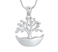 VCCWYQK Collier urne pour cendres pour femme et homme Cercle Arbre de vie Éternité Mémorial Pendentif cendres Bijoux, Norm, Acier inoxydable, Pas de gemme